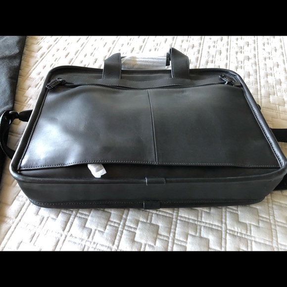Tumi Black Leather Computer Bag NEW/Never Used - Picture 3 of 8